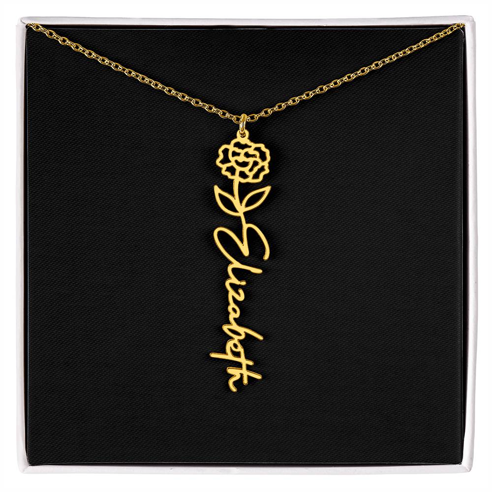 Birth Month Flower Name Necklace