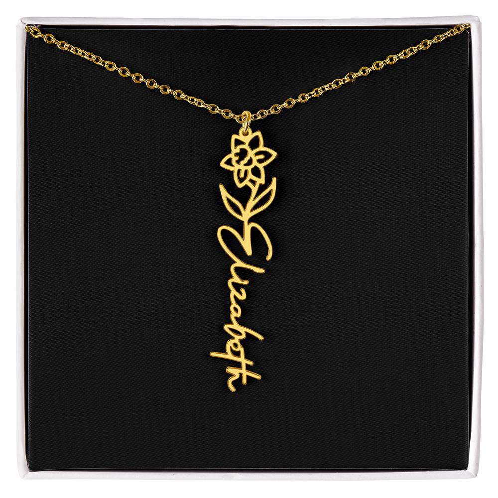 Birth Month Flower Name Necklace