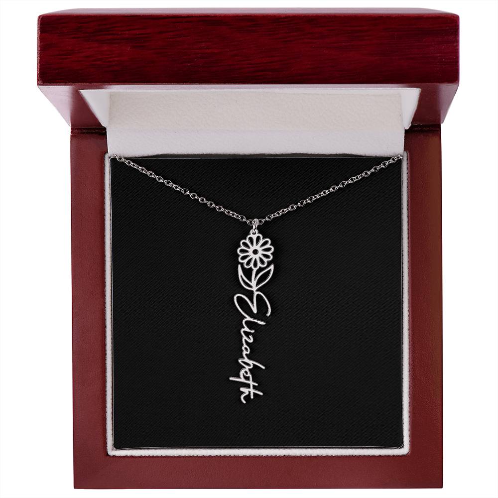 Birth Month Flower Name Necklace