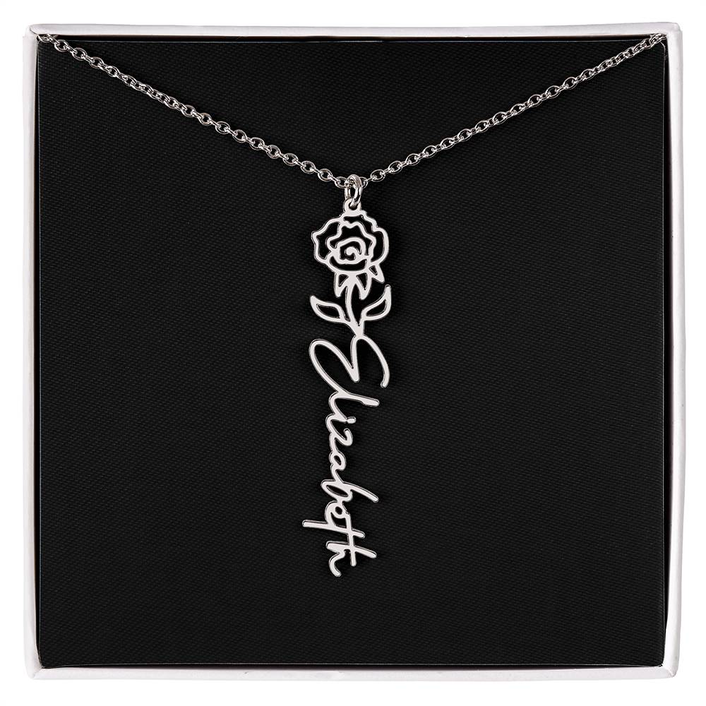 Birth Month Flower Name Necklace