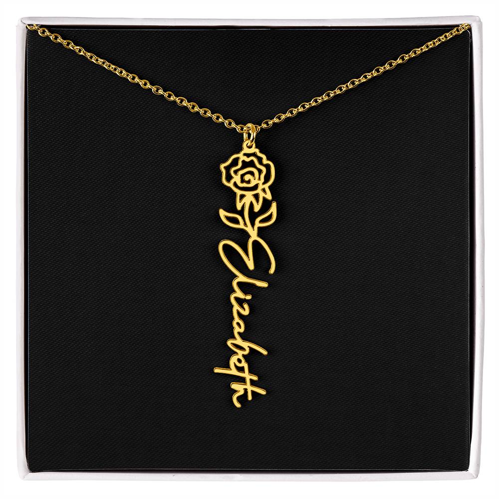 Birth Month Flower Name Necklace