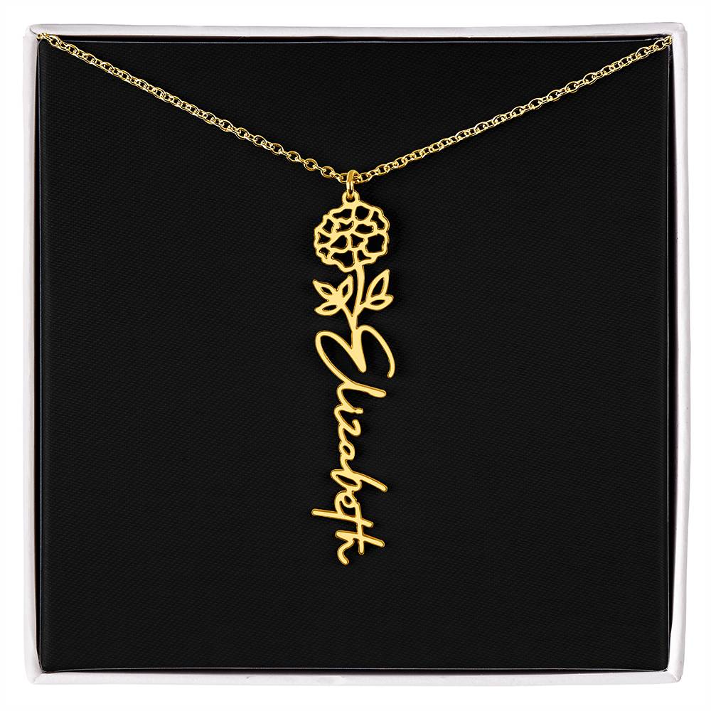 Birth Month Flower Name Necklace