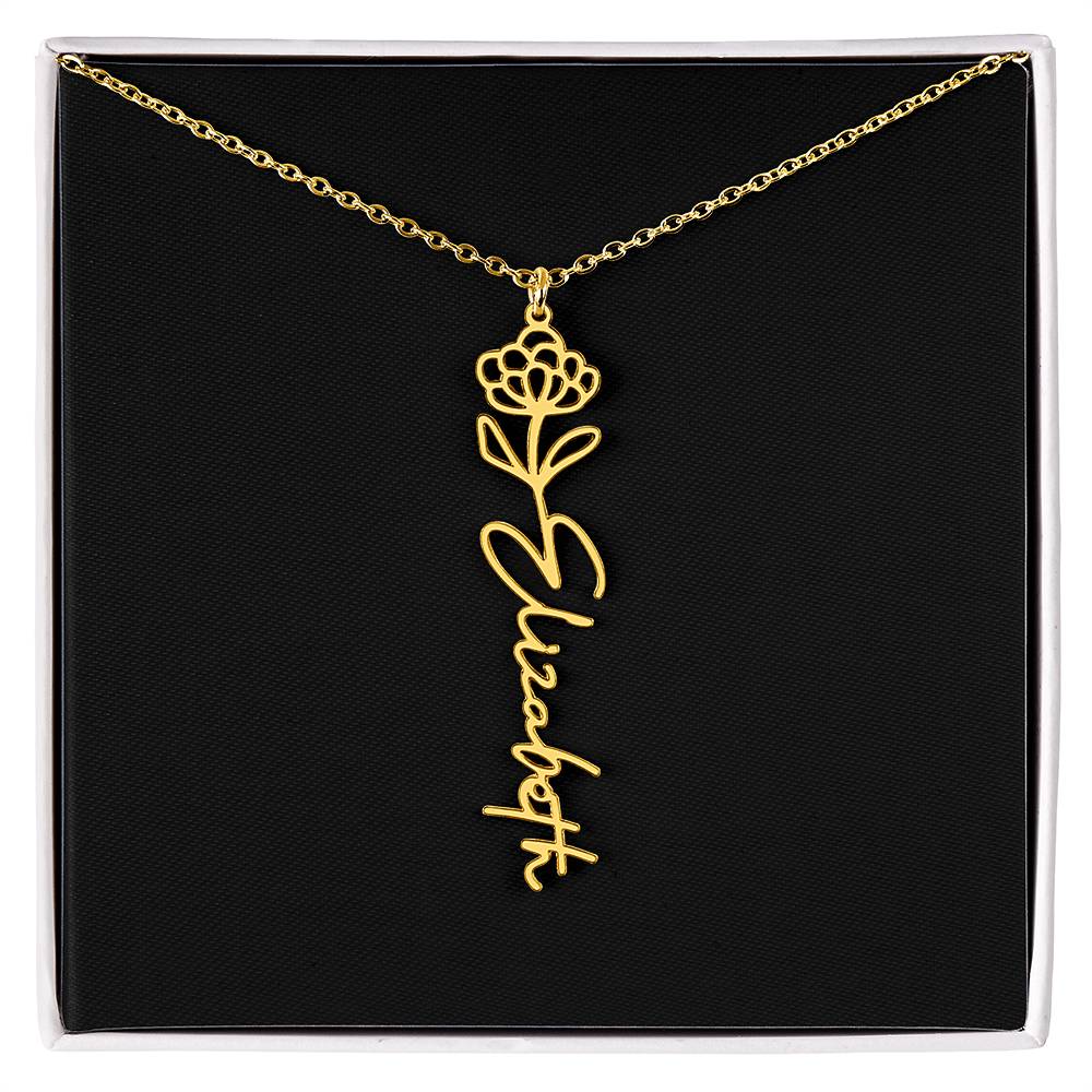 Birth Month Flower Name Necklace